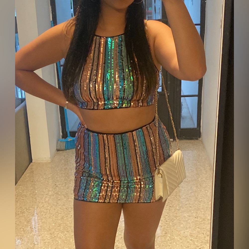 Disco matching skirt set